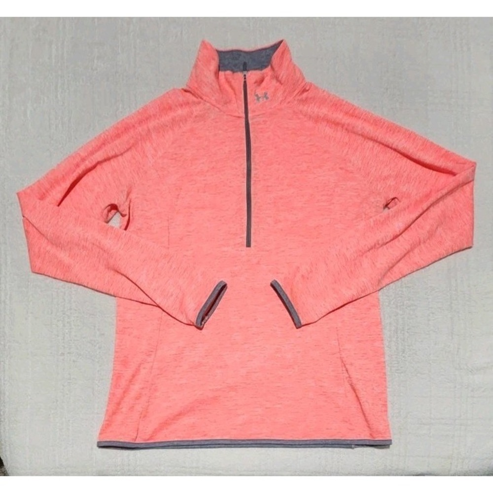 Under Armour‎ Womens 1/4 Zip Pullover Fitted Heat Gear Shirt Heather Pink XL